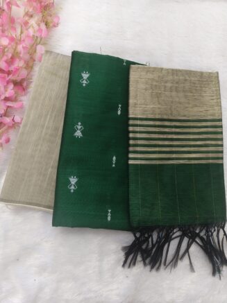 Premium Rawsilk Jacquard Chudidhar Set | Dark Green
