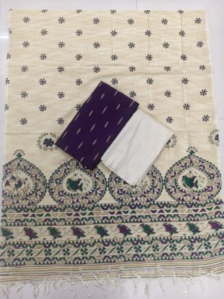 Premium Rawsilk Madhubhani Dupatta Chudidhar Set | Dark Wine