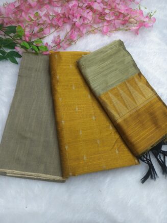 Premium Rawsilk Jacquard Chudidhar Set | Gold