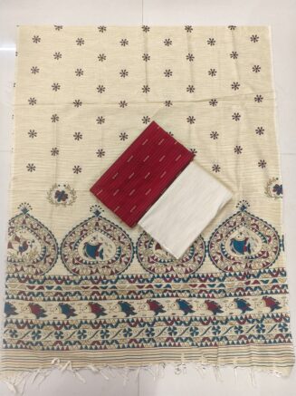 Premium Rawsilk Madhubhani Dupatta Chudidhar Set | Maroon