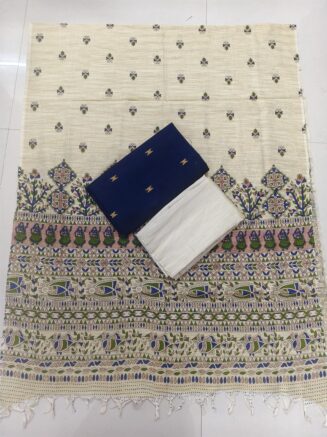 Premium Rawsilk Madhubhani Dupatta Chudidhar Set | Navy Blue