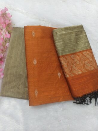 Premium Rawsilk Jacquard Chudidhar Set | Orange