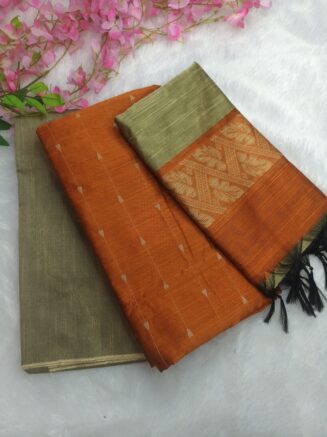 Premium Rawsilk Jacquard Chudidhar Set | Orange