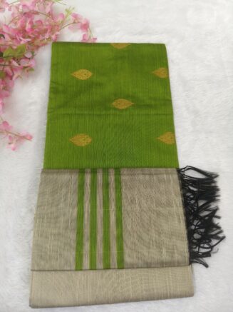 Premium Rawsilk Big Zari Butta Chudidhar Set | Parrot Green