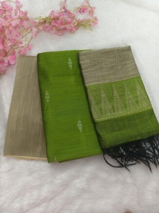 Premium Rawsilk Grapes Butta Chudidhar Set | Parrot Green