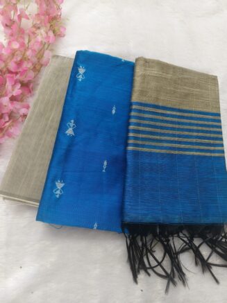 Premium Rawsilk Jacquard Chudidhar Set | Rama Blue