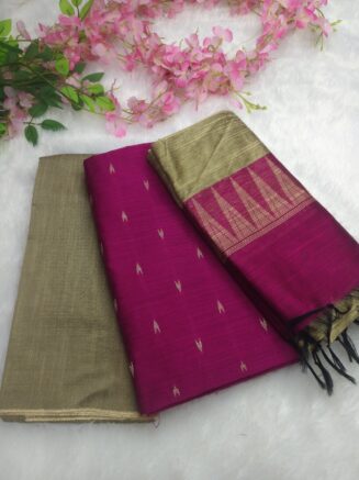 Premium Rawsilk Jacquard Chudidhar Set | Rani Pink