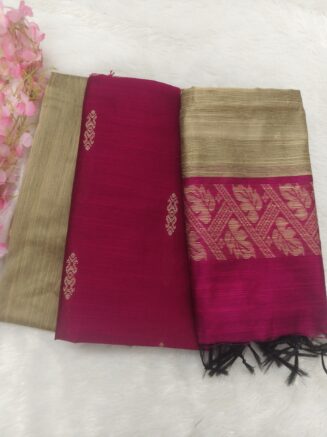 Premium Rawsilk Jacquard Chudidhar Set | Rani Pink