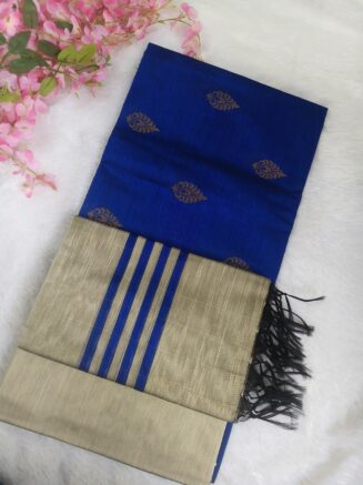 Premium Rawsilk Big Zari Butta Chudidhar Set | Rayal Blue