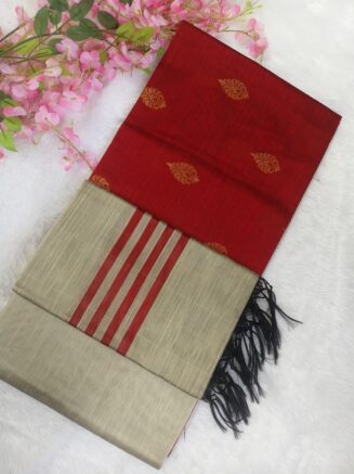 Premium Rawsilk Big Zari Butta Chudidhar Set | Red