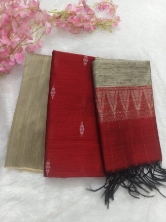 Premium Rawsilk Grapes Butta Chudidhar Set | Red