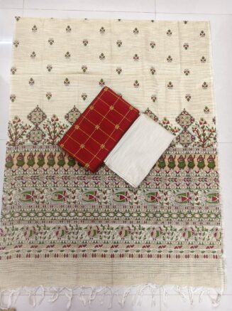 Premium Rawsilk Madhubhani Dupatta Chudidhar Set | Red