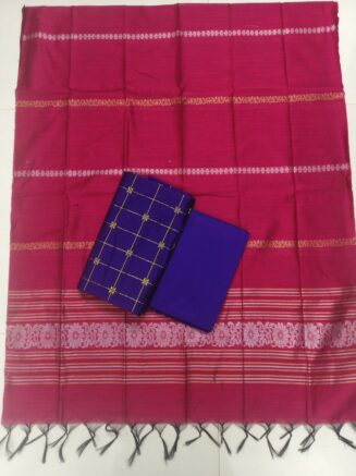 Premium Rawsilk Contrast Chudidhar Set | Voilet & Ranipink