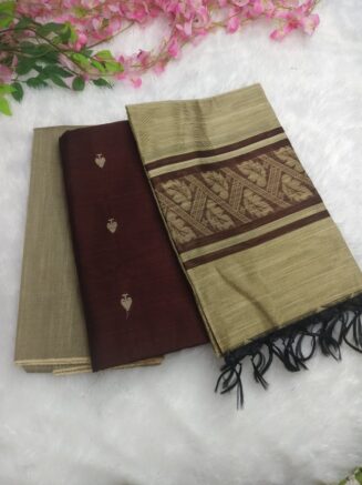Premium Rawsilk Jacquard Chudidhar Set | Coffee Brown