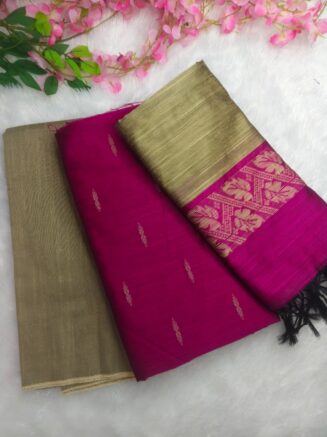 Premium Rawsilk Jacquard Chudidhar Set | Rani Pink