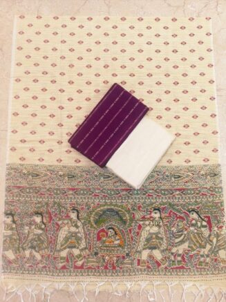 Premium Rawsilk Madhubhani Dupatta Chudidhar Set | Dark Wine