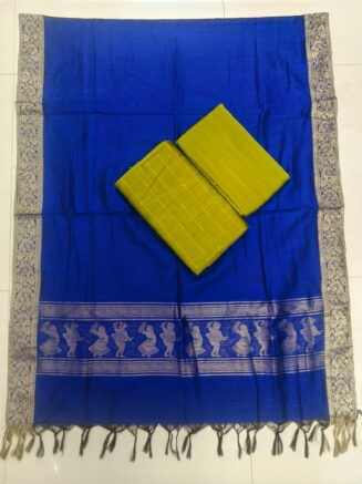 Heritage Weave Jamdhani Chudidhar set with Elegant Finish | Royal blue & apple green