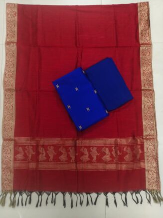 Heritage Weave Jamdhani Chudidhar set with Elegant Finish | Red & Royal blue