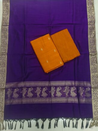Heritage Weave Jamdhani Chudidhar set with Elegant Finish | Purple & Orange