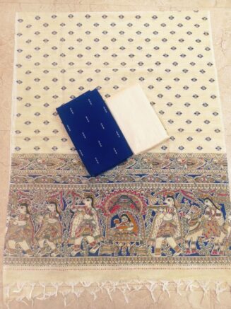 Premium Rawsilk Madhubhani Dupatta Chudidhar Set | Blue