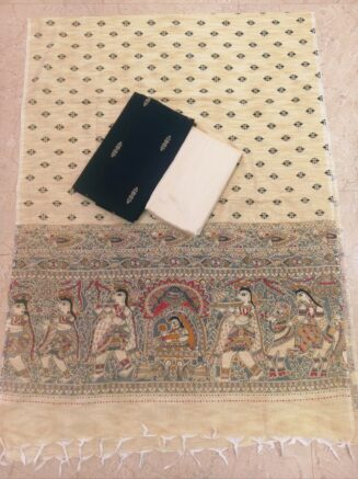 Premium Rawsilk Madhubhani Dupatta Chudidhar Set | Black