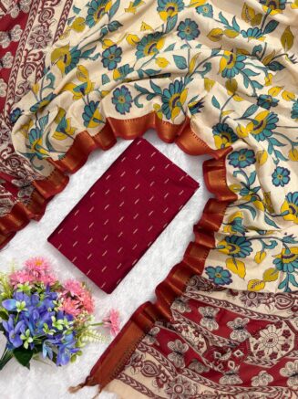 Traditional Royal Kalamkari Nizam Border Dupatta & Top with Premium Finish