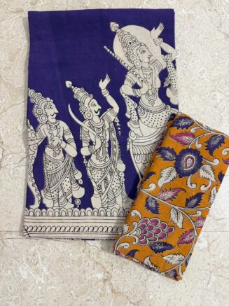 Kalahasti Printed Top with Floral Printed Shawl | 2-Piece Chudithar Material