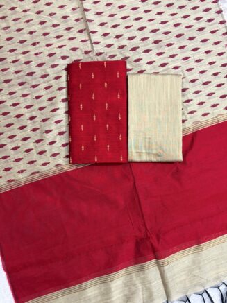 Raw Silk Top & Bottom with Printed Dupatta