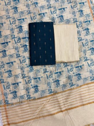 Raw Silk Top & Bottom with Printed Dupatta
