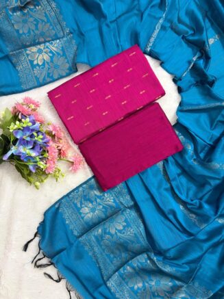 Neelambari Premium 3-Piece Chudithar Dress Material Set - Magenta Pink
