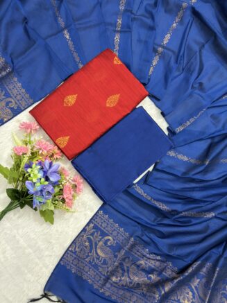 ✨ Neelambari Collections – 3 Piece Set ✨ | RED WITH ROYAL BLUE