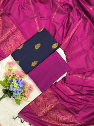✨ Neelambari Collections – 3 Piece Set ✨ | NAVY BLUE WITH MEJANTA
